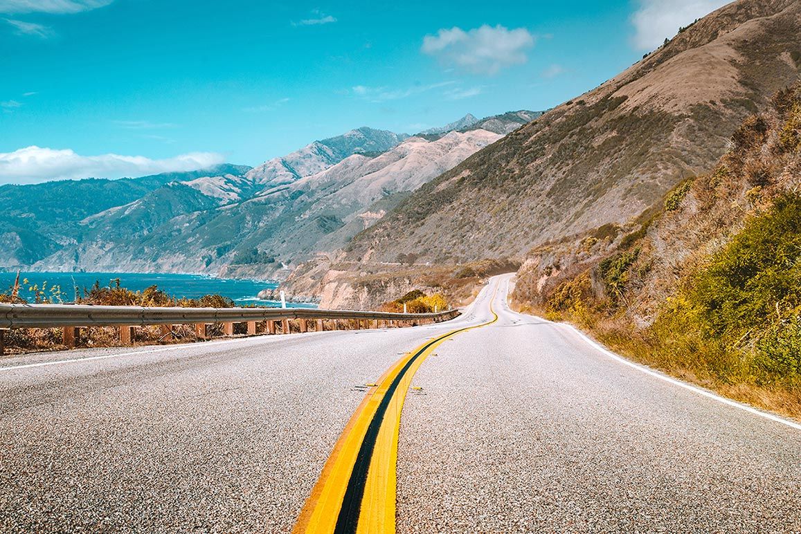 Open road on hill side