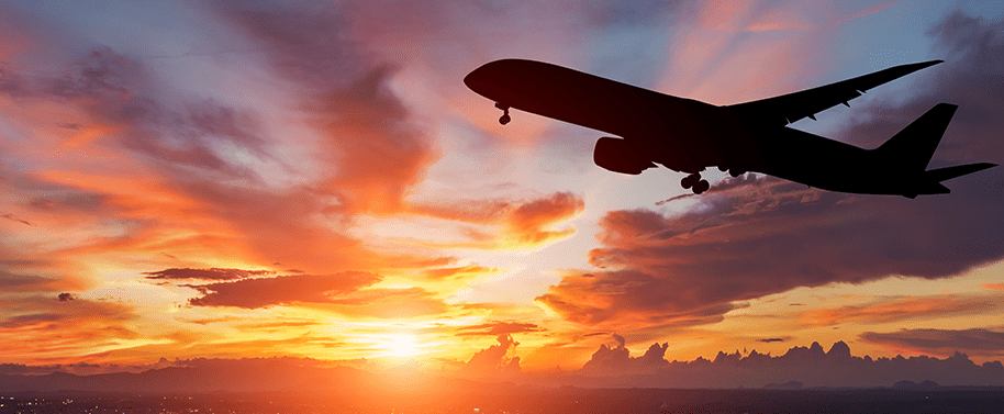 Airplane at sunset 
