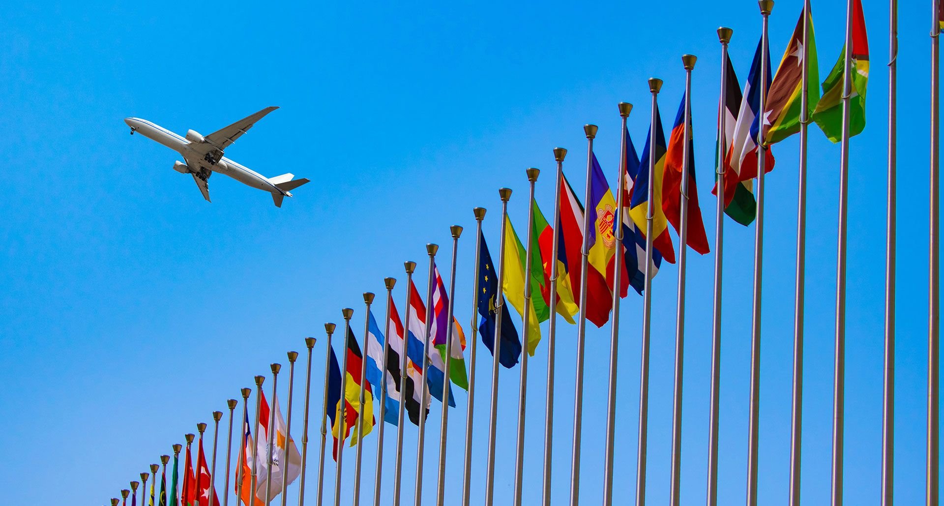 Airplane and flags